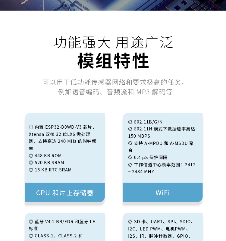 樂(lè)鑫信息科技官網(wǎng)ESP32-WROOM-32E-N16 2.4GHz Wi-Fi+藍(lán)牙?+低功耗藍(lán)牙模組自組網(wǎng)wifi mesh模塊